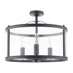 Harrington Vintage Semi Flush Ceiling Lantern In Matt Black Finish LA3756557-Q