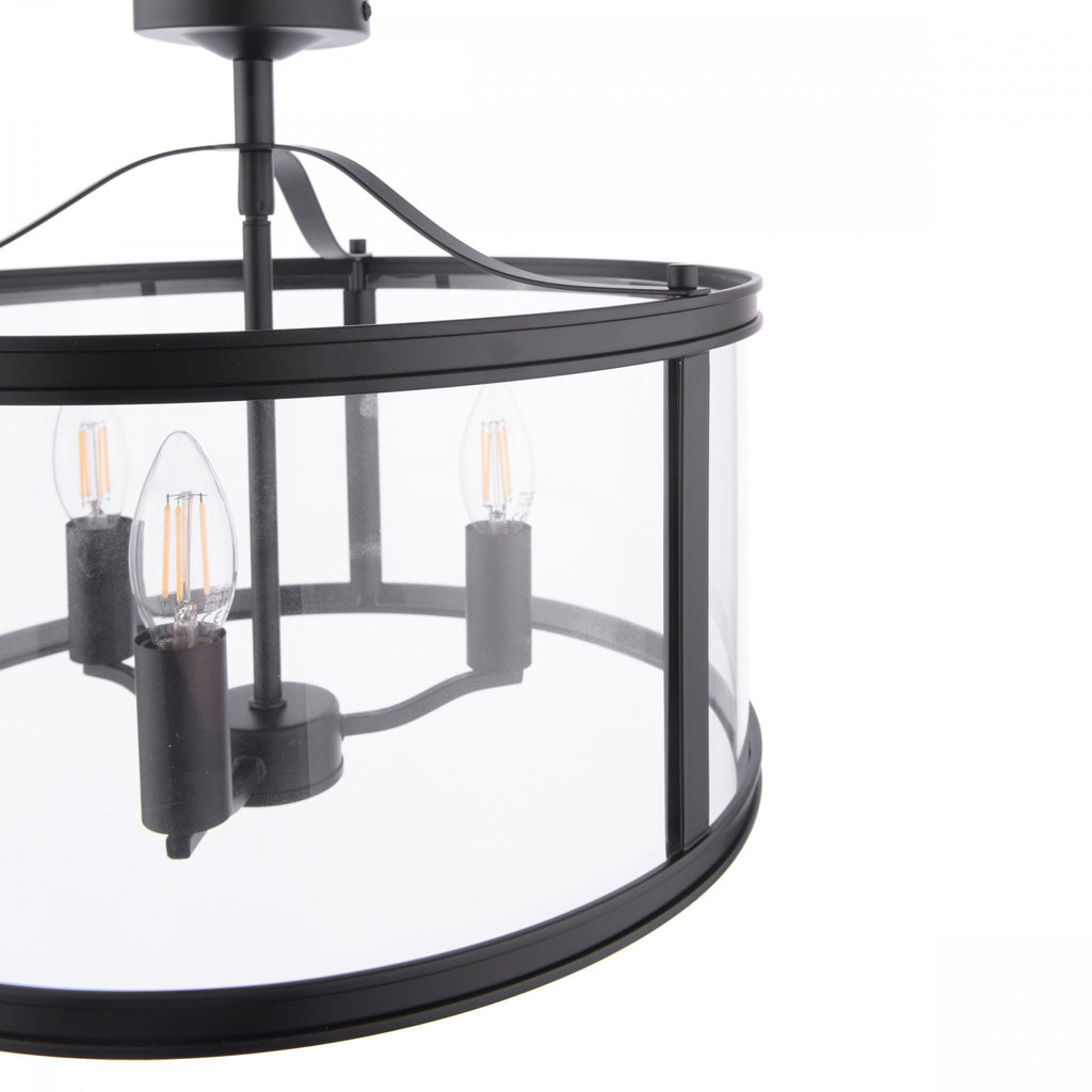 Harrington Vintage Semi Flush Ceiling Lantern In Matt Black Finish LA3756557-Q