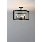 Harrington Vintage Semi Flush Ceiling Lantern In Matt Black Finish LA3756557-Q