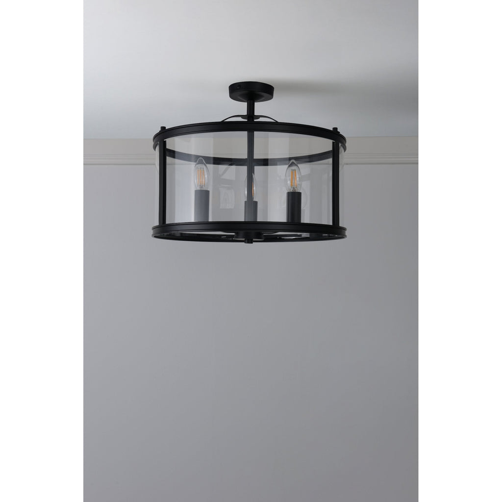 Harrington Vintage Semi Flush Ceiling Lantern In Matt Black Finish LA3756557-Q