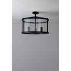 Harrington Vintage Semi Flush Ceiling Lantern In Matt Black Finish LA3756557-Q
