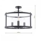 Harrington Vintage Semi Flush Ceiling Lantern In Matt Black Finish LA3756557-Q