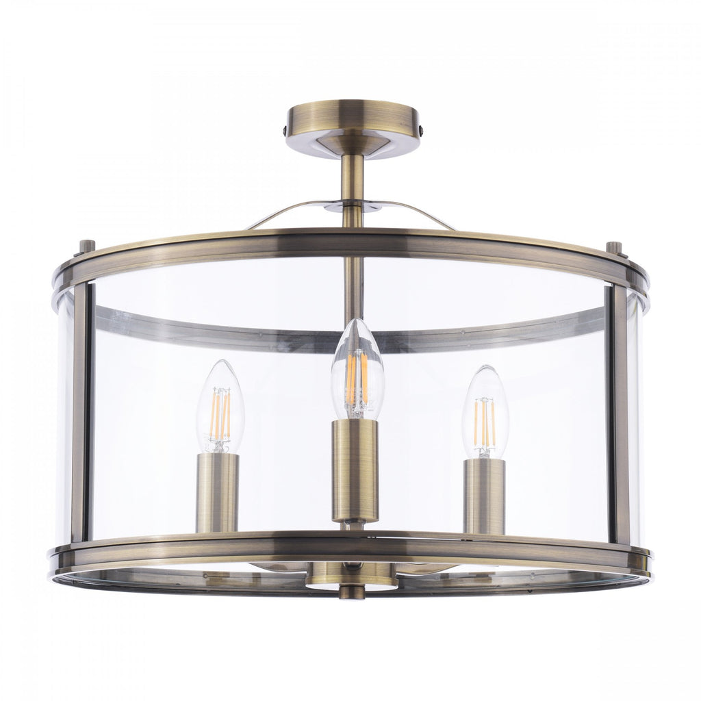 Harrington Vintage Semi Flush Ceiling Lantern In Antique Brass Finish LA3756556-Q