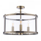 Harrington Vintage Semi Flush Ceiling Lantern In Antique Brass Finish LA3756556-Q