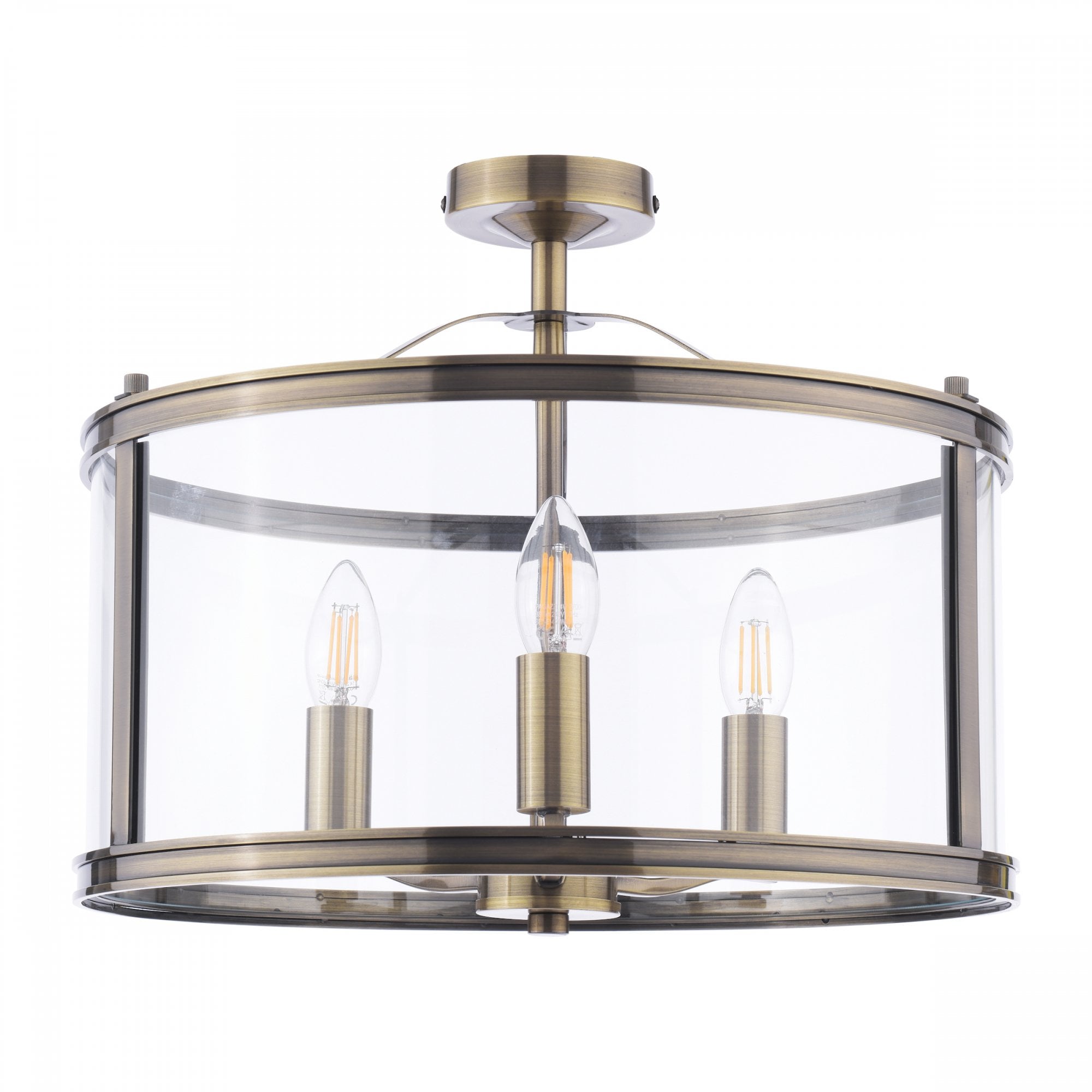 Harrington Vintage Semi Flush Ceiling Lantern In Antique Brass Finish LA3756556-Q