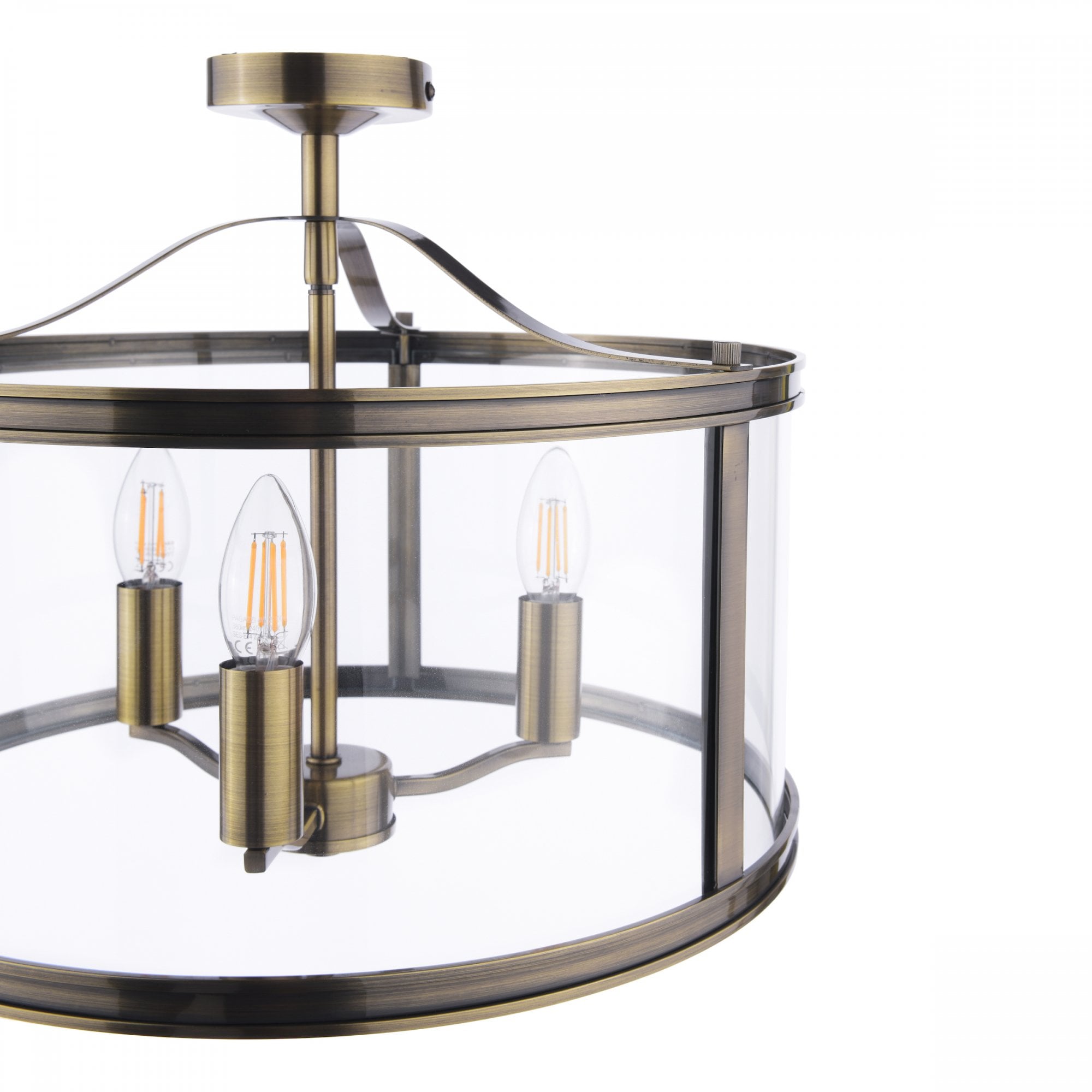 Harrington Vintage Semi Flush Ceiling Lantern In Antique Brass Finish LA3756556-Q