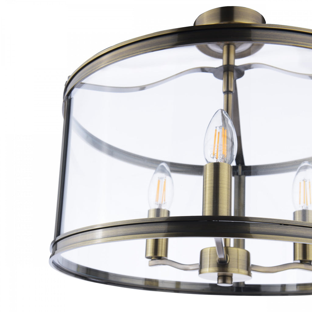 Harrington Vintage Semi Flush Ceiling Lantern In Antique Brass Finish LA3756556-Q