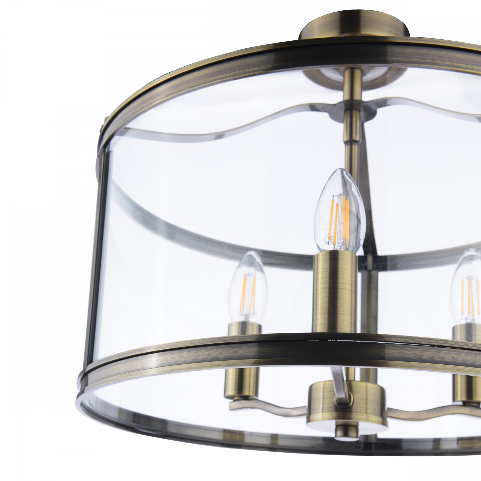 Harrington Vintage Semi Flush Ceiling Lantern In Antique Brass Finish LA3756556-Q