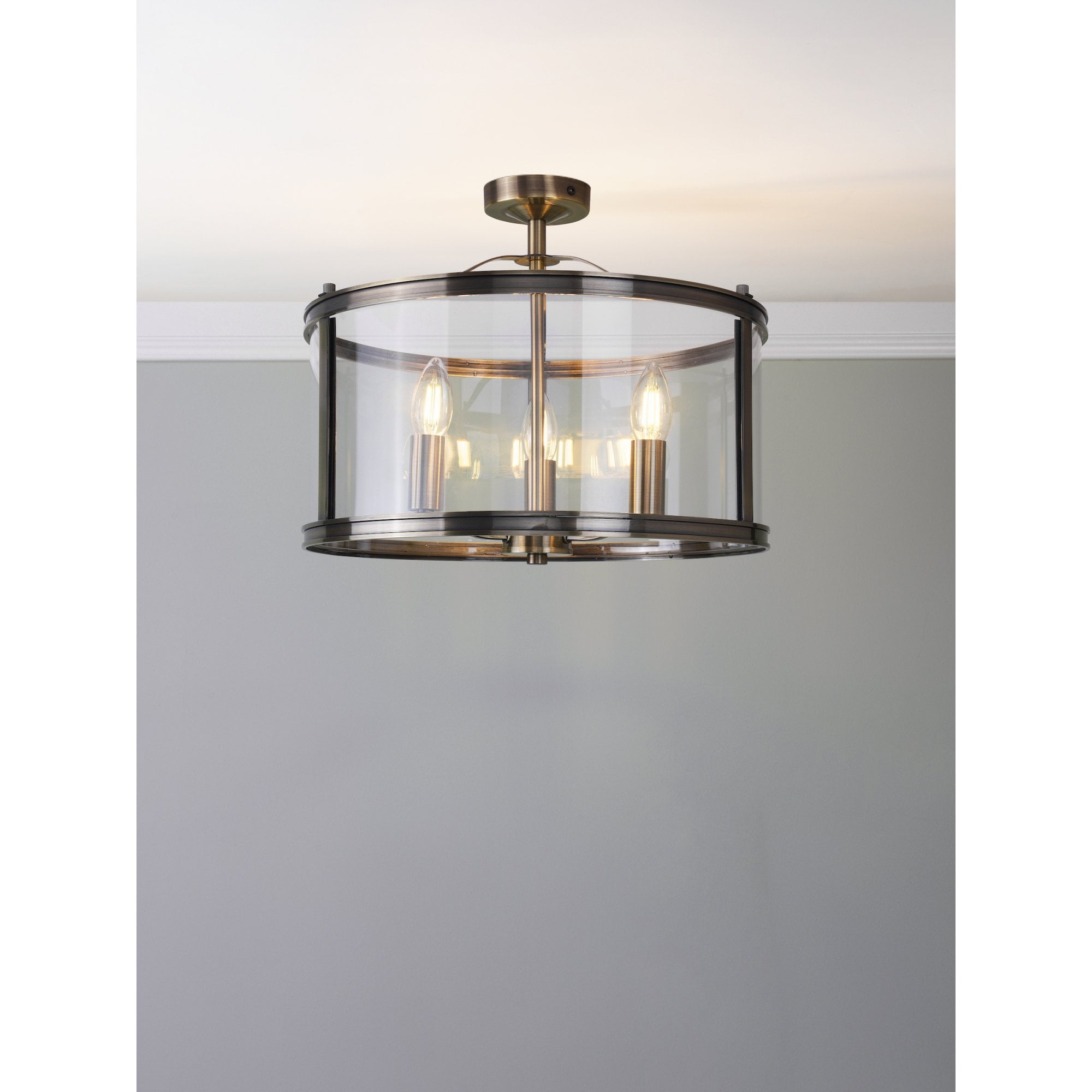 Harrington Vintage Semi Flush Ceiling Lantern In Antique Brass Finish LA3756556-Q