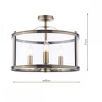 Harrington Vintage Semi Flush Ceiling Lantern In Antique Brass Finish LA3756556-Q
