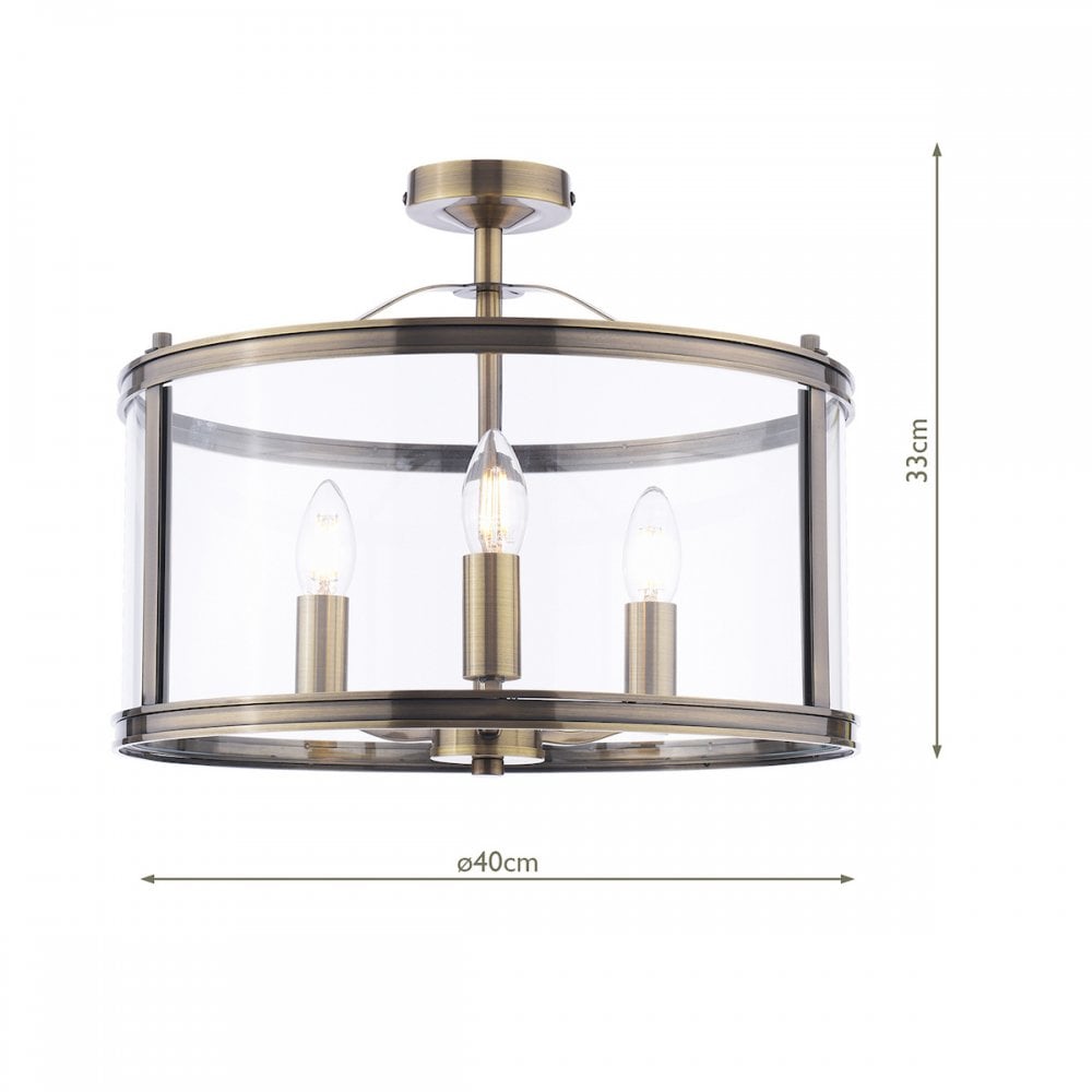 Harrington Vintage Semi Flush Ceiling Lantern In Antique Brass Finish LA3756556-Q