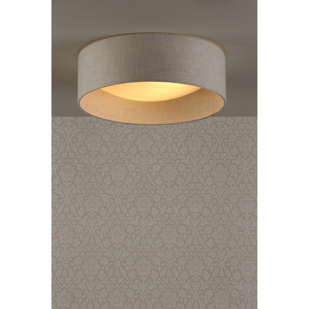 Laura Ashley Bacall 2 Light Flush Ceiling Light With Silver Linen Shade LA3756051-Q