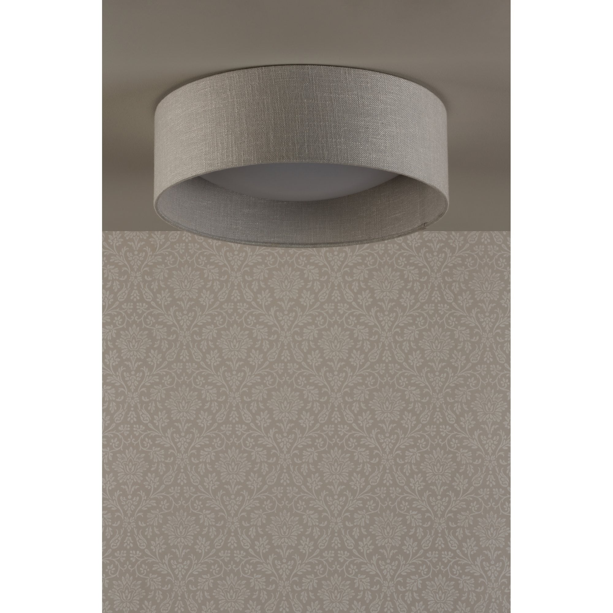 Laura Ashley Bacall 2 Light Flush Ceiling Light With Silver Linen Shade LA3756051-Q