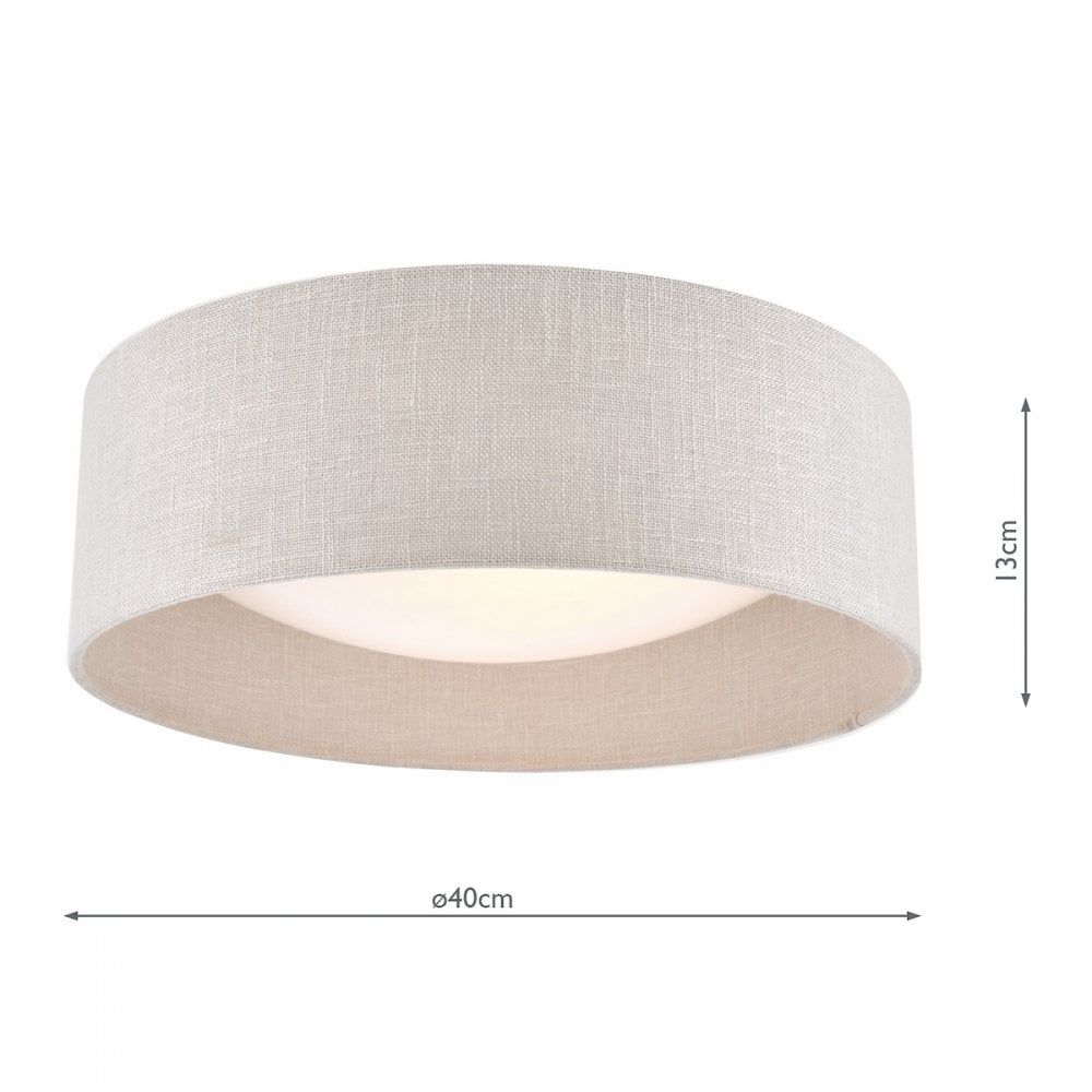 Laura Ashley Bacall 2 Light Flush Ceiling Light With Silver Linen Shade LA3756051-Q