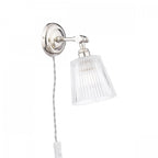 Callaghan Classic Plugged In Wall Light In Polished Nickel Finish With Ribbed Glass Shade LA3756596-Q