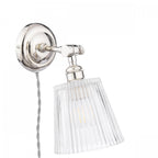 Callaghan Classic Plugged In Wall Light In Polished Nickel Finish With Ribbed Glass Shade LA3756596-Q