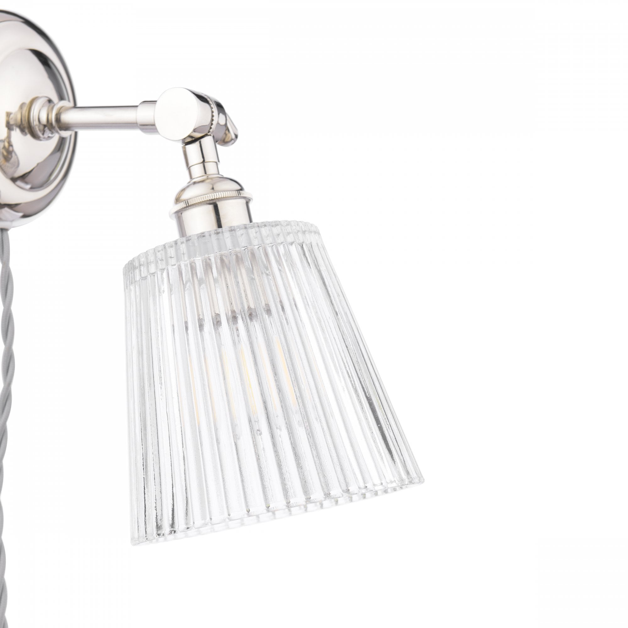 Callaghan Classic Plugged In Wall Light In Polished Nickel Finish With Ribbed Glass Shade LA3756596-Q