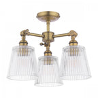 Callaghan 3 Light Semi Flush Ceiling Light In Matt Antique Brass With Ribbed Glass LA3756491-Q
