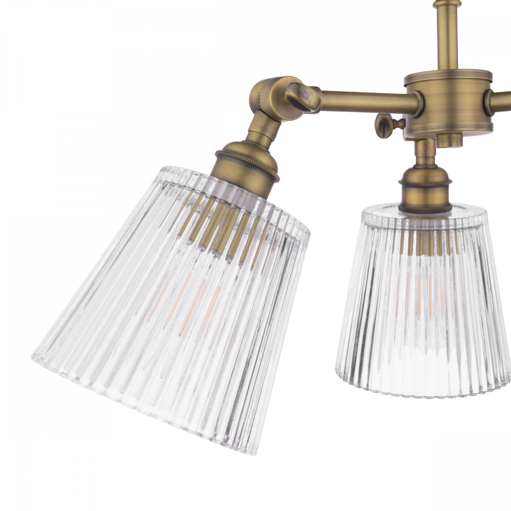 Callaghan 3 Light Semi Flush Ceiling Light In Matt Antique Brass With Ribbed Glass LA3756491-Q