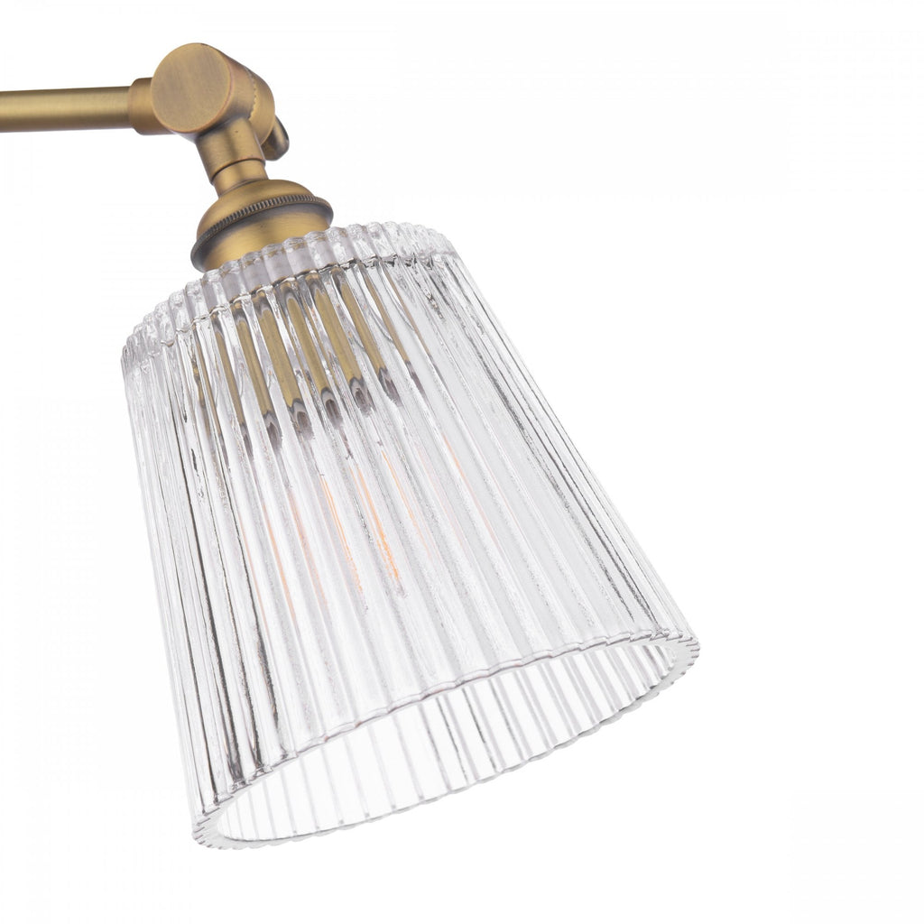 Callaghan 3 Light Semi Flush Ceiling Light In Matt Antique Brass With Ribbed Glass LA3756491-Q