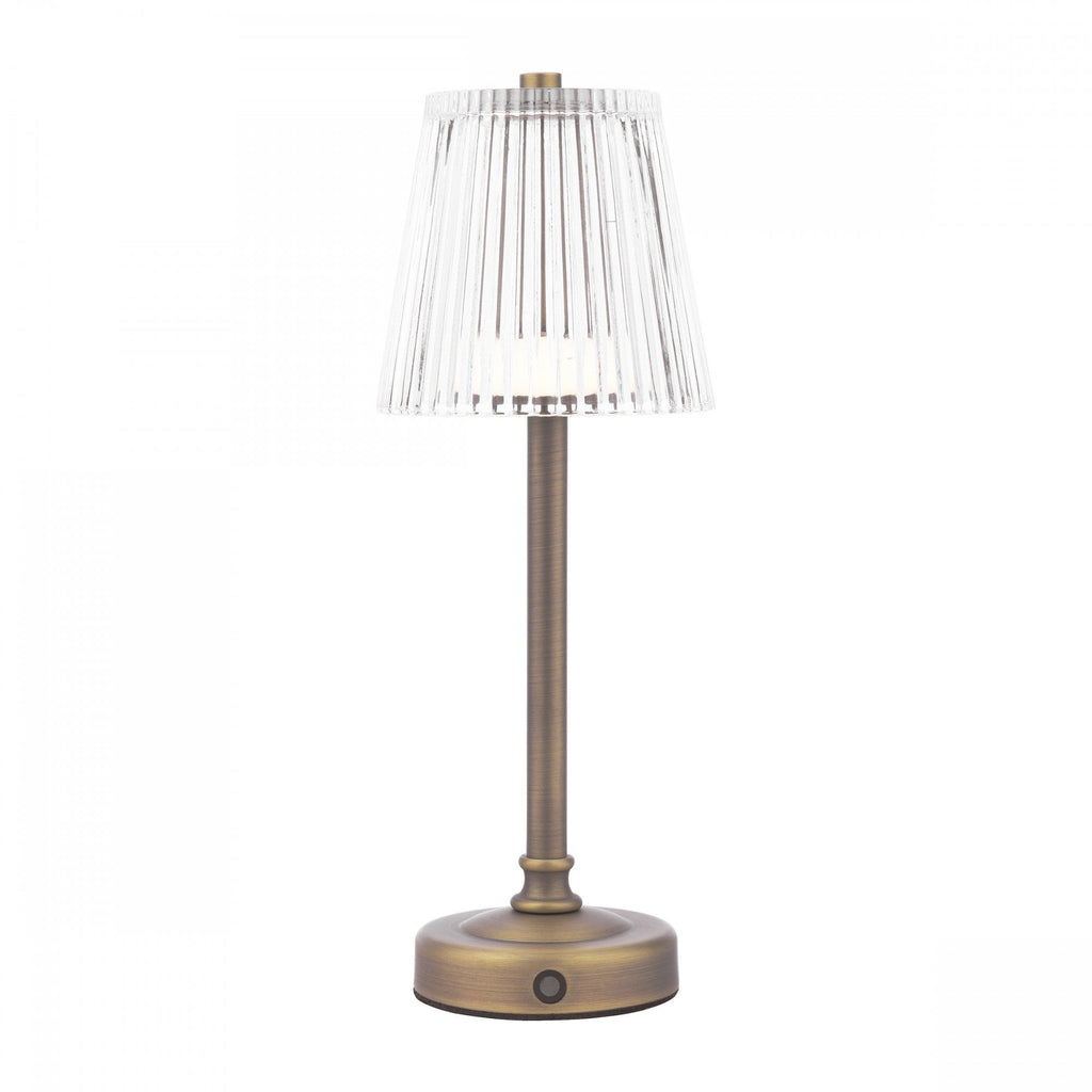 Callaghan Portable LED Table Lamp In Matt Antique Brass With Ribbed Glass LA3756514-Q