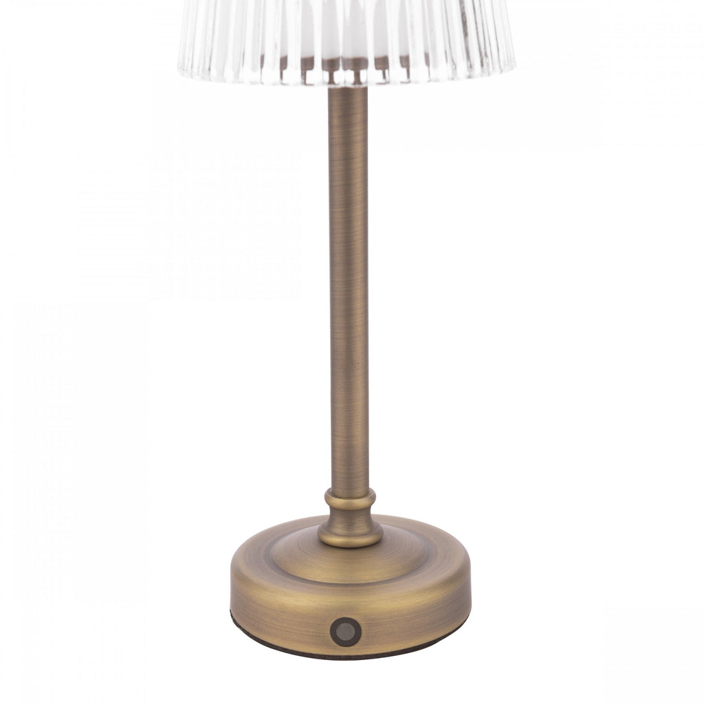 Callaghan Portable LED Table Lamp In Matt Antique Brass With Ribbed Glass LA3756514-Q