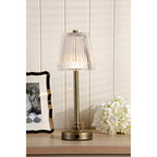 Callaghan Portable LED Table Lamp In Matt Antique Brass With Ribbed Glass LA3756514-Q