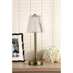 Callaghan Portable LED Table Lamp In Matt Antique Brass With Ribbed Glass LA3756514-Q