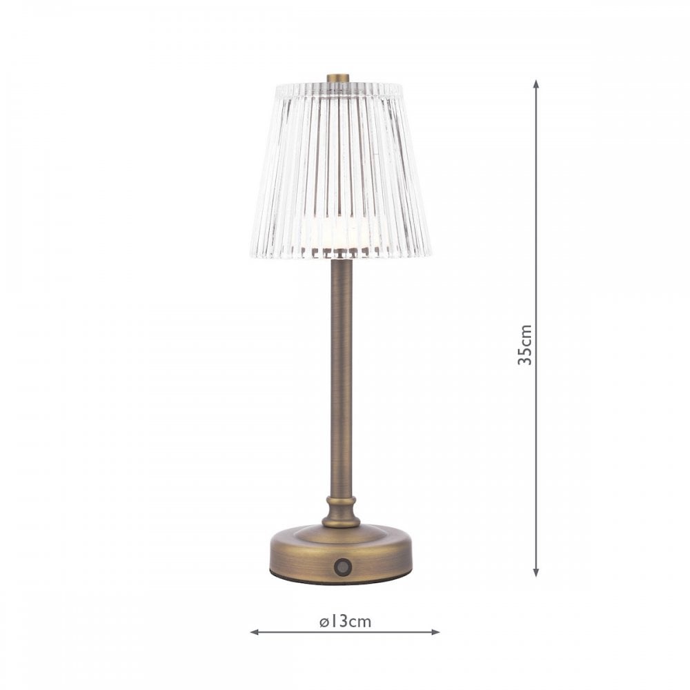 Callaghan Portable LED Table Lamp In Matt Antique Brass With Ribbed Glass LA3756514-Q