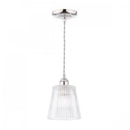Laura Ashley Callaghan Ceiling Pendant Light In Polished Nickel and Ribbed Glass LA3756595-Q
