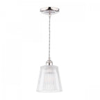 Laura Ashley Callaghan Ceiling Pendant Light In Polished Nickel and Ribbed Glass LA3756595-Q