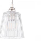 Laura Ashley Callaghan Ceiling Pendant Light In Polished Nickel and Ribbed Glass LA3756595-Q