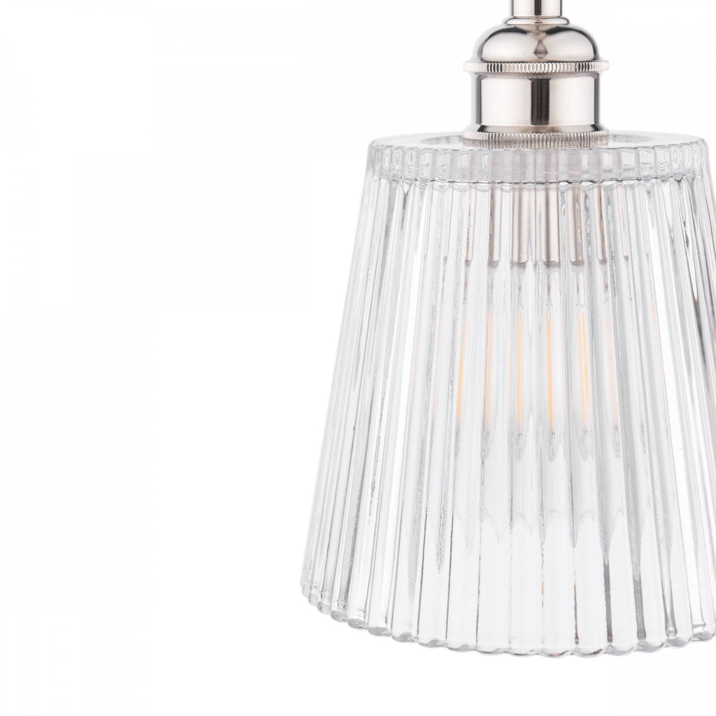 Laura Ashley Callaghan Ceiling Pendant Light In Polished Nickel and Ribbed Glass LA3756595-Q