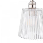 Laura Ashley Callaghan Ceiling Pendant Light In Polished Nickel and Ribbed Glass LA3756595-Q