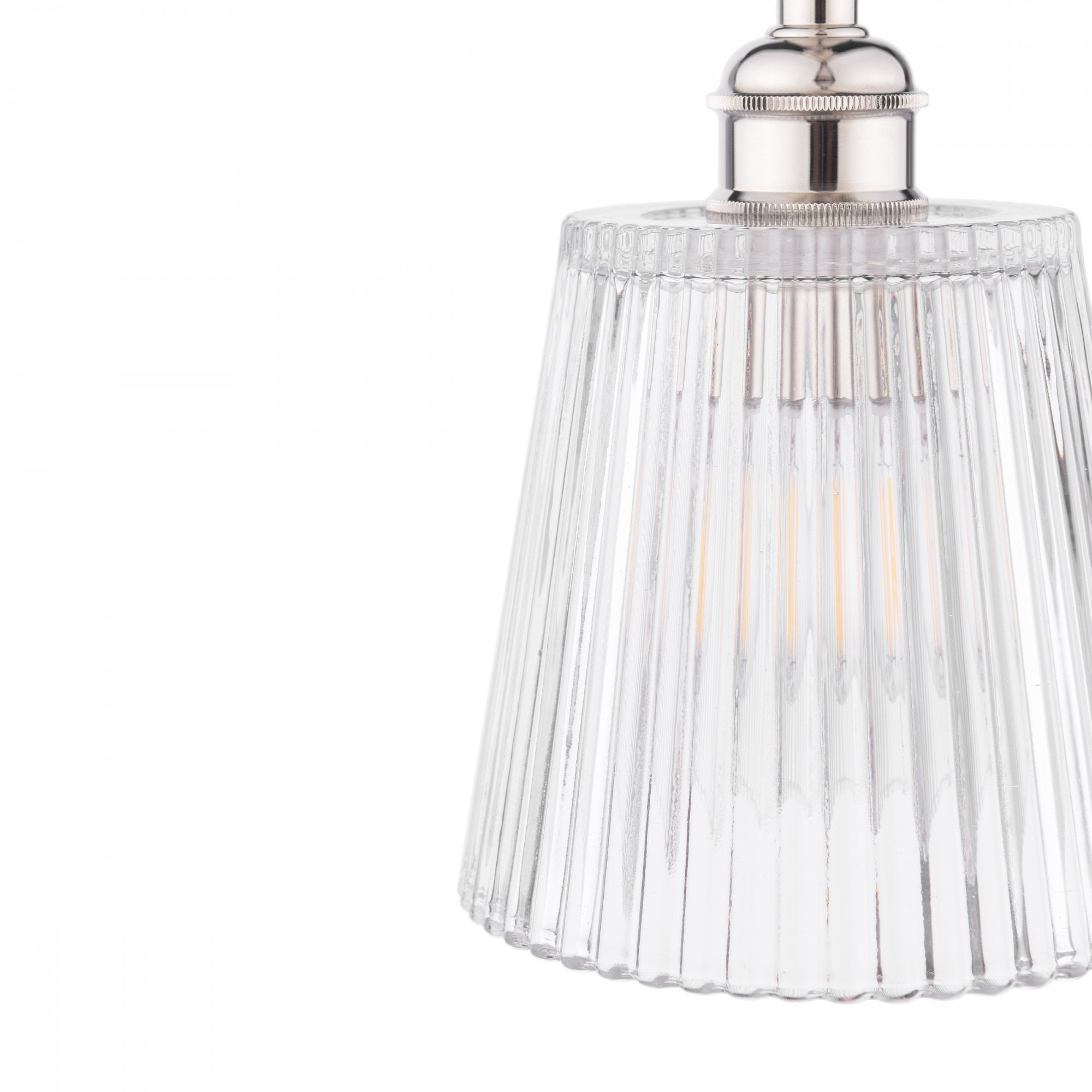Laura Ashley Callaghan Ceiling Pendant Light In Polished Nickel and Ribbed Glass LA3756595-Q
