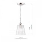 Laura Ashley Callaghan Ceiling Pendant Light In Polished Nickel and Ribbed Glass LA3756595-Q
