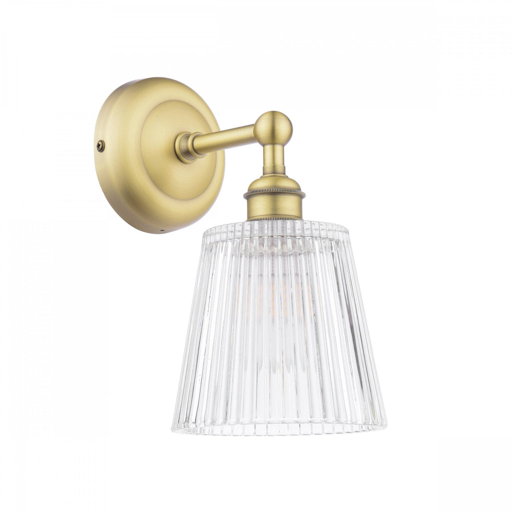 Laura Ashley Callaghan Bathroom Wall Light In Matt Antique Brass and Ribbed Glass IP44 LA3756600-Q