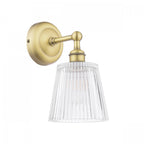 Laura Ashley Callaghan Bathroom Wall Light In Matt Antique Brass and Ribbed Glass IP44 LA3756600-Q