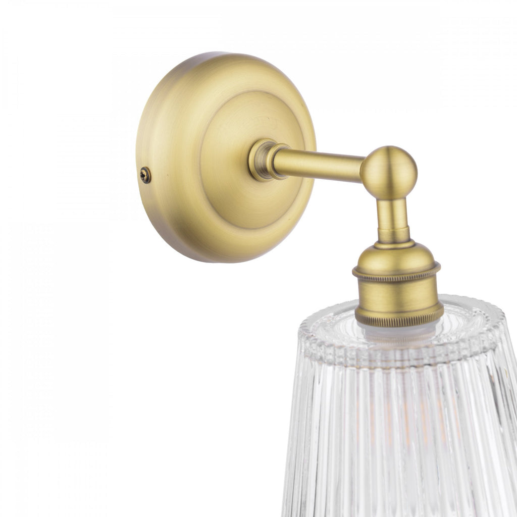 Laura Ashley Callaghan Bathroom Wall Light In Matt Antique Brass and Ribbed Glass IP44 LA3756600-Q