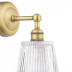 Laura Ashley Callaghan Bathroom Wall Light In Matt Antique Brass and Ribbed Glass IP44 LA3756600-Q
