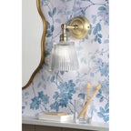 Laura Ashley Callaghan Bathroom Wall Light In Matt Antique Brass and Ribbed Glass IP44 LA3756600-Q