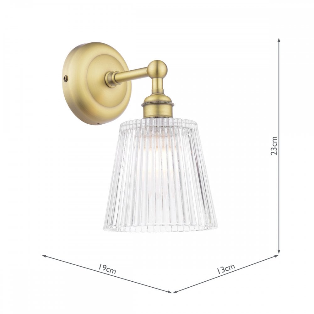 Laura Ashley Callaghan Bathroom Wall Light In Matt Antique Brass and Ribbed Glass IP44 LA3756600-Q