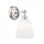 Laura Ashley Callaghan Wall Light Polished Nickel and White Ribbed Glass IP44 LA3756601-Q