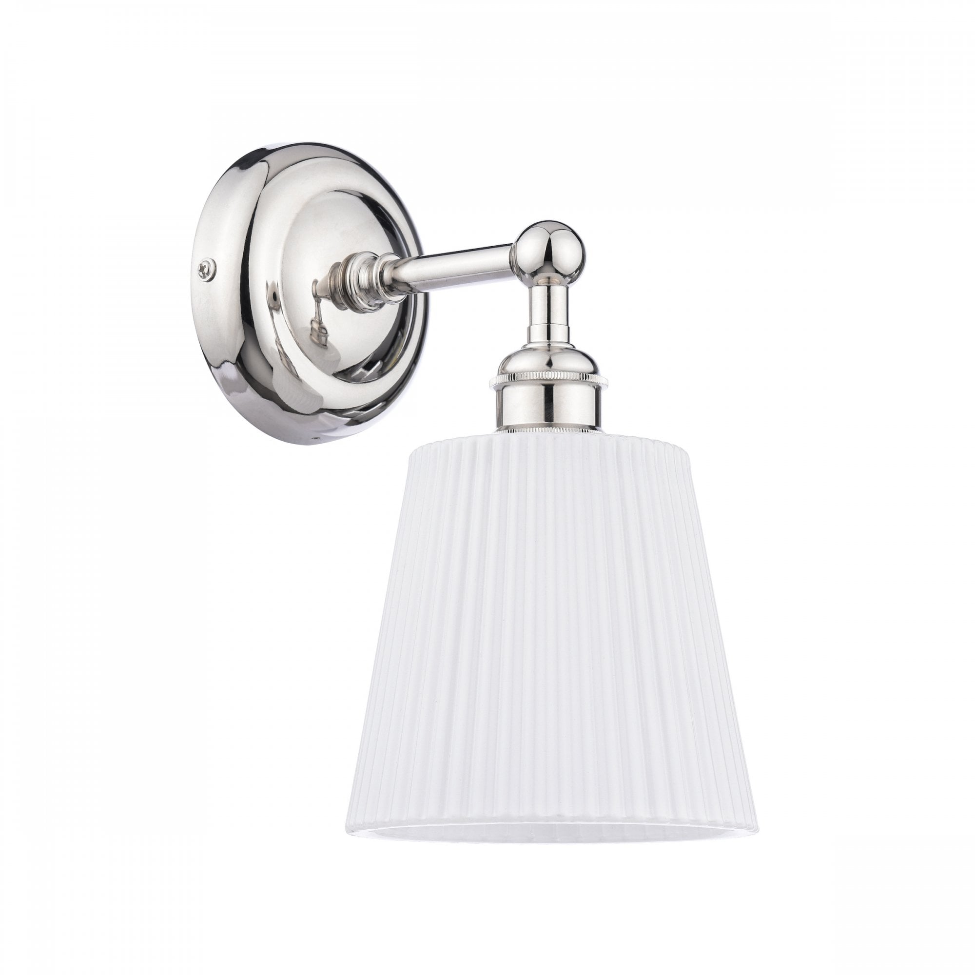 Laura Ashley Callaghan Wall Light Polished Nickel and White Ribbed Glass IP44 LA3756601-Q