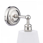 Laura Ashley Callaghan Wall Light Polished Nickel and White Ribbed Glass IP44 LA3756601-Q