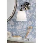 Laura Ashley Callaghan Wall Light Polished Nickel and White Ribbed Glass IP44 LA3756601-Q