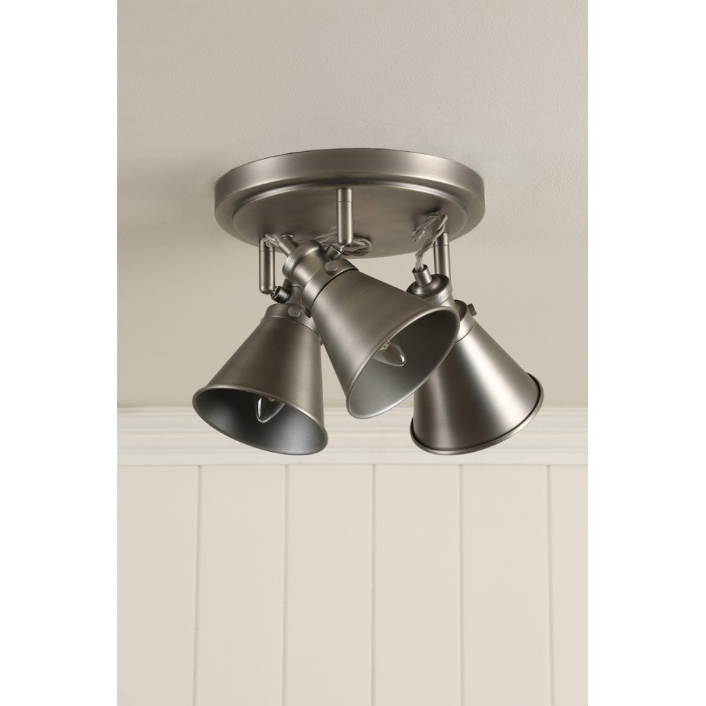 Rufus 3 Light Plate Ceiling Spotlight In Industrial Nickel Finish LA3756463-Q