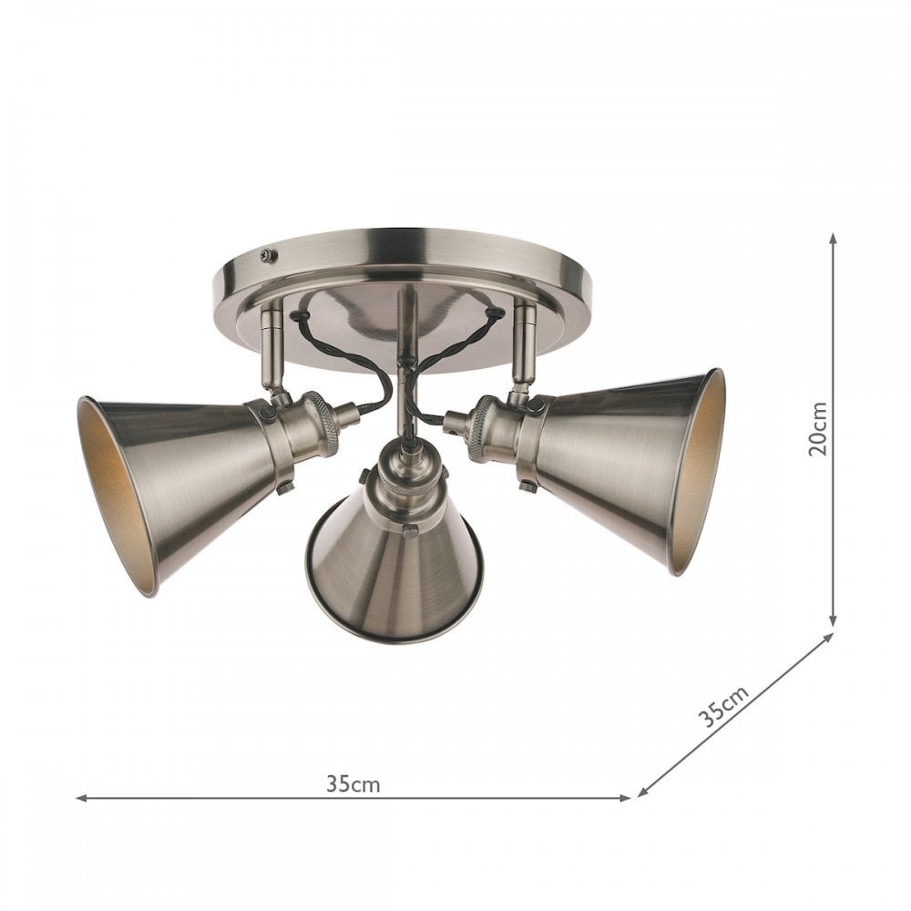Rufus 3 Light Plate Ceiling Spotlight In Industrial Nickel Finish LA3756463-Q