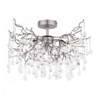 Willow 3 Light Semi Flush Ceiling Light In Satin Pewter With Crystal LA3756468-Q