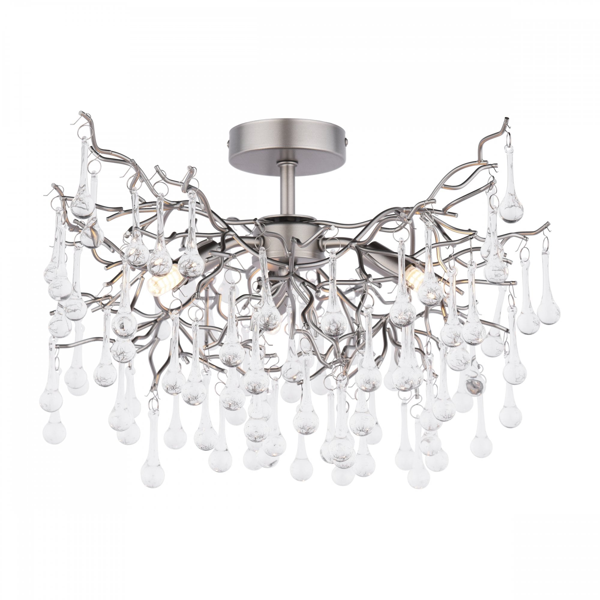 Willow 3 Light Semi Flush Ceiling Light In Satin Pewter With Crystal LA3756468-Q